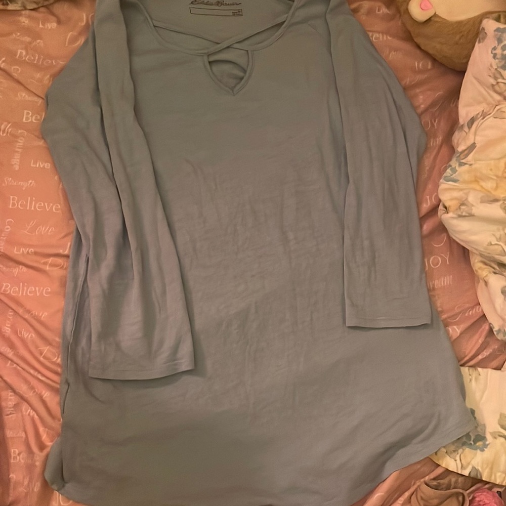 Light Blue Crossover Blouse